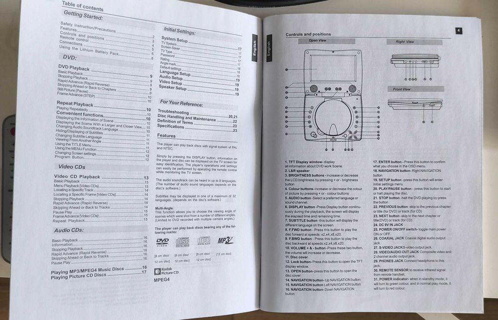 Нов DVD портативен плеър с екран за прожектиране Roadstar