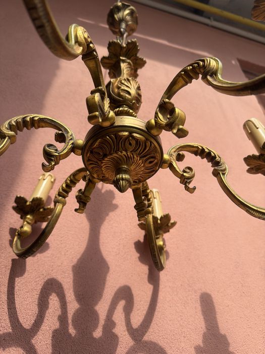 Candelabru francez din bronz masiv,sase brate ,dulii model lumanare