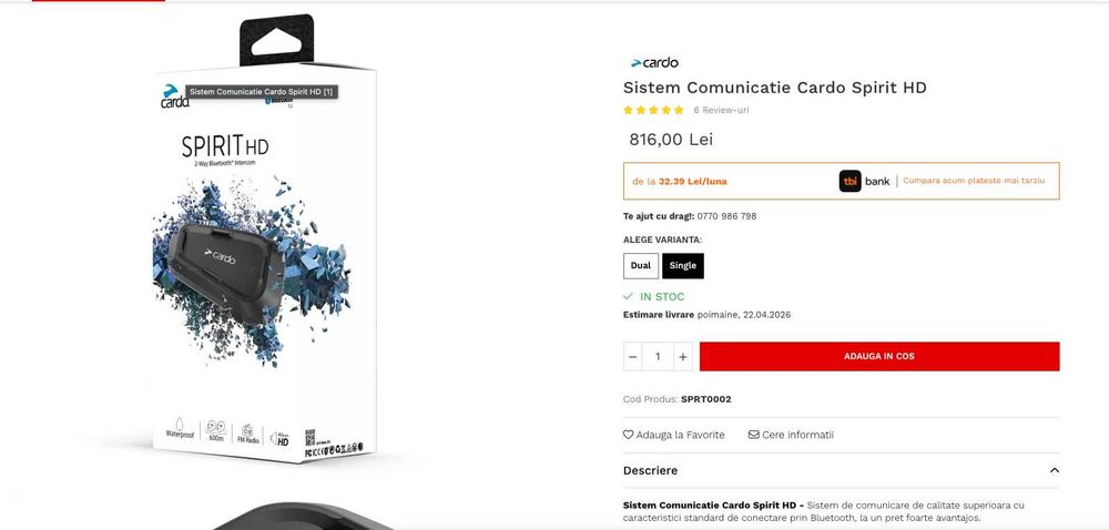 Cardo spirit HD stare exceptionala