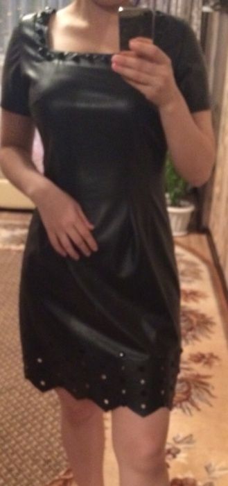 Кожаное платье вечернее