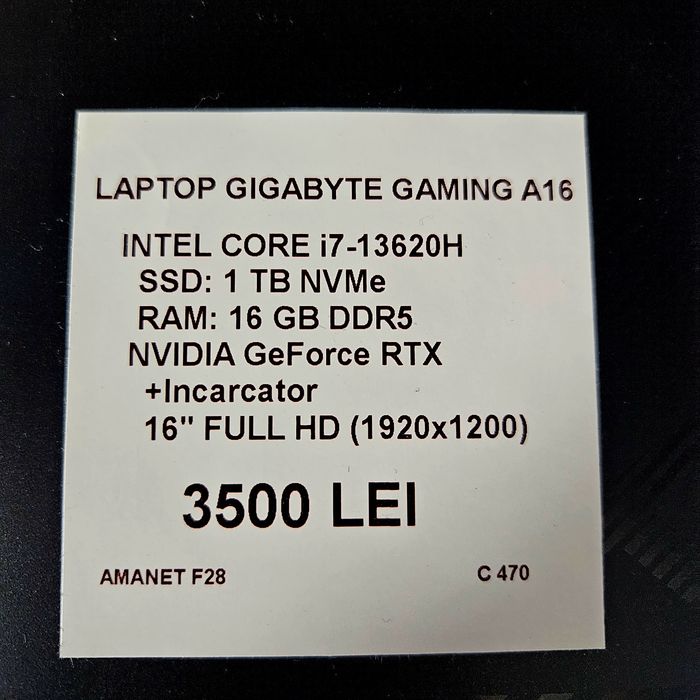 Amanet F28:Laptop Gigabyte A 16 (N)