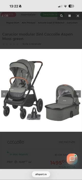 Carucior modular 2in1 Coccolle Aspen Moss green