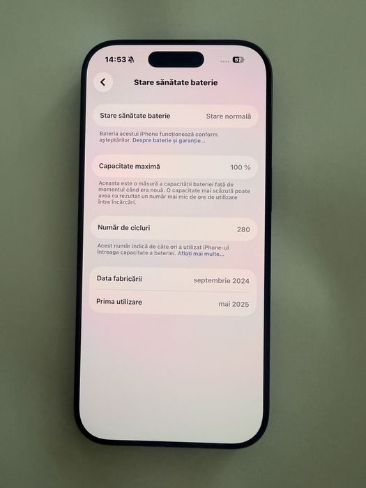 Iphone 16 pro garantie, baterie 100%