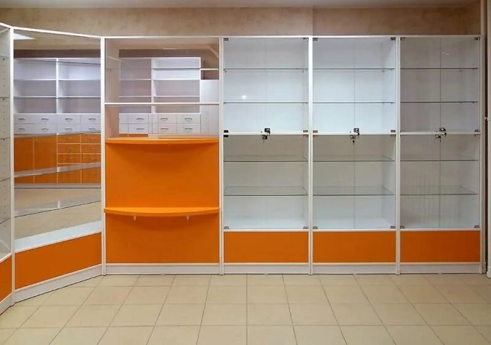 Apteka mebel buyurtma zakaz asosida dorixona uchun polka vitrina gpp