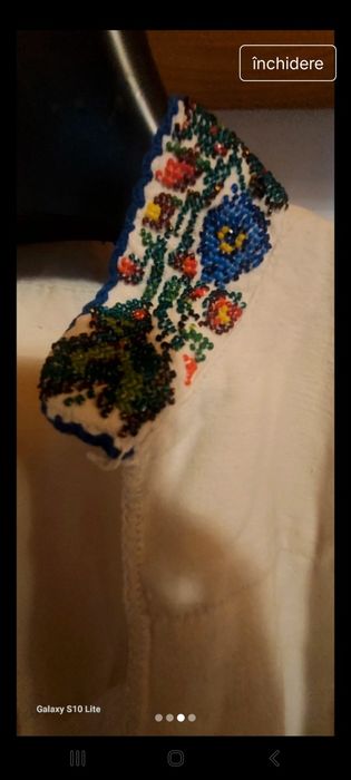 Cămașă/ ie /rochie tradițională cusuta manual cu margele