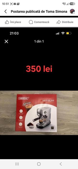Espressor 4-în-1 Cafelffe și Espressor Semi-Automat HiBREW – NOI/Sigilate pret 300-350 lei,in functie de model