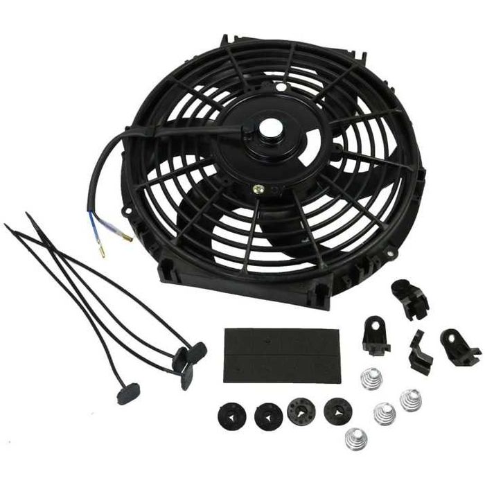 Универсален електрически вентилатор перка за радиатор - 10'' (25см), 12V, 80W, ABS и стомана, безшумен