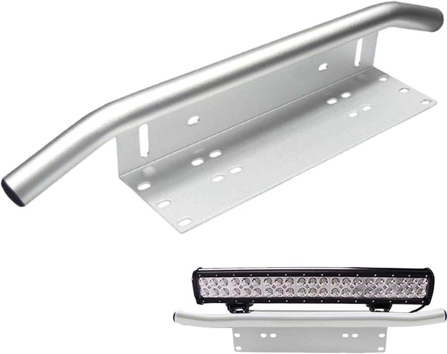 Метална стойка за LED бар/Халоген и регистрационен номер - Сива