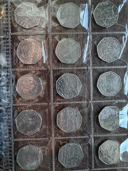 Colecție 20 monede britanice 50p – comemorative, olimpice, Beatrix Potter