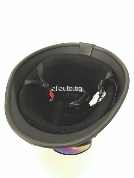 Каска ретро с очила черна мат А-24