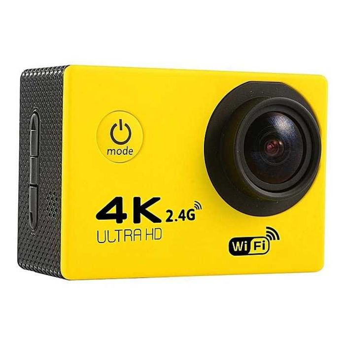 Екшън Камера 4K с Wi-Fi, Водоустойчива Заснемане Спортна Камера Мото (последна останала бройка жълт цвят)
