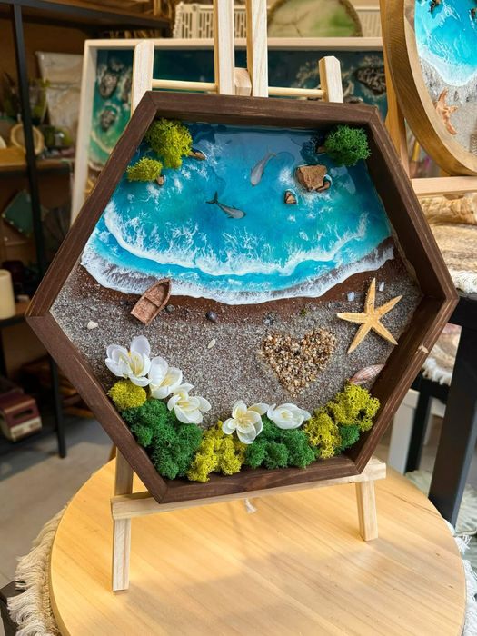 Картини с впоксидна смола и скандинавски мъх