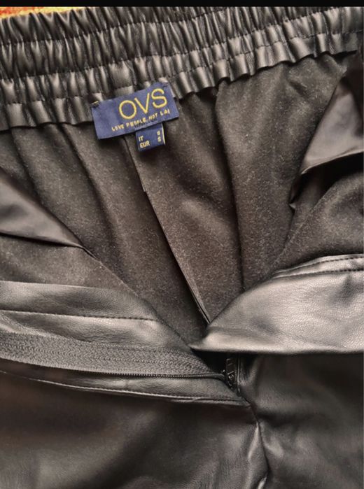 Pantaloni imitatie piele drepti S