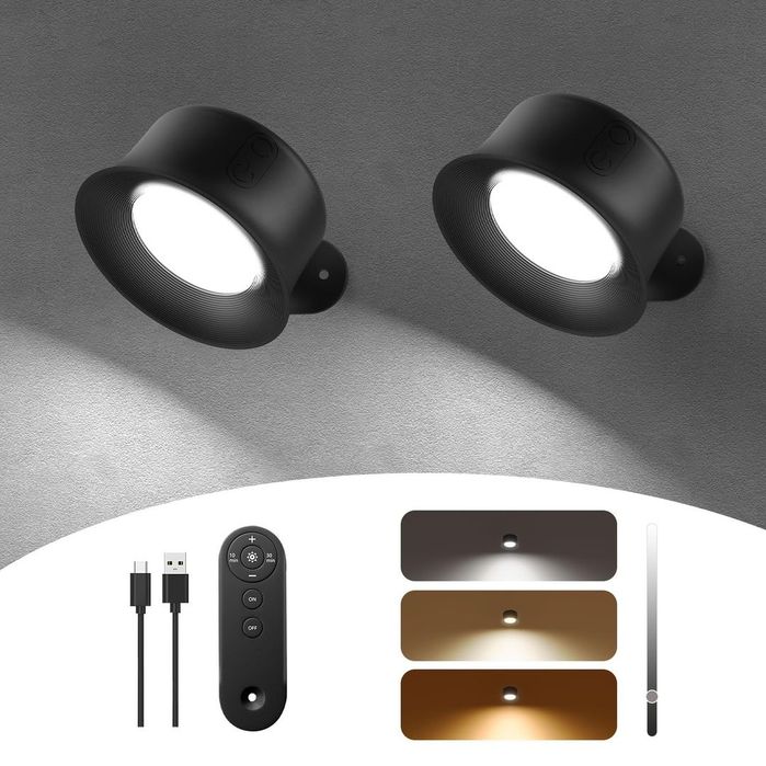 Set 2 aplice LED wireless reincarcabile cu telecomanda si touch