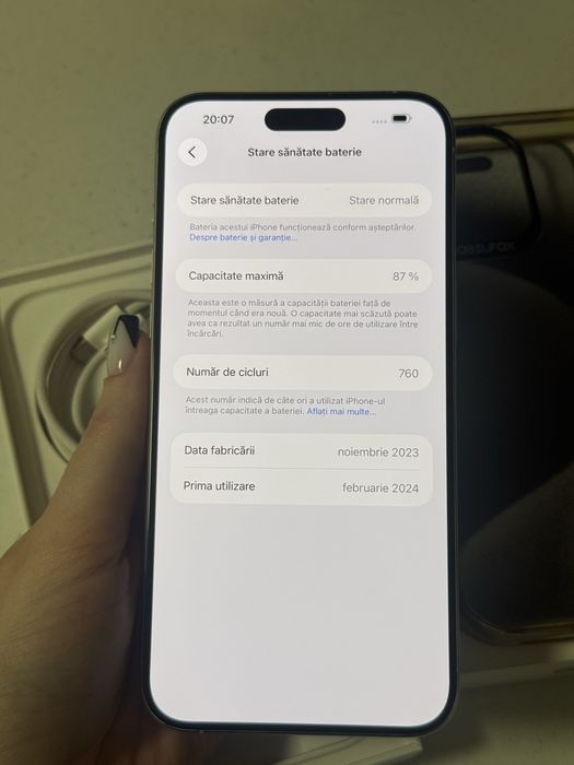 iPhone 15 Pro Max Alb impecabil 87% baterie