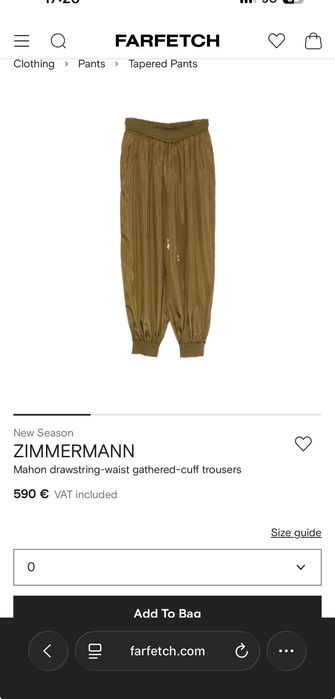 ZIMMERMANN Mahon drawstring-waist gathered-cuff trousers