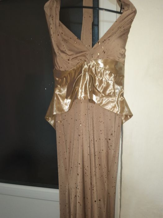 Rochie de ocazie lungă aurie stil elegant /nunta/Botez marimea 42