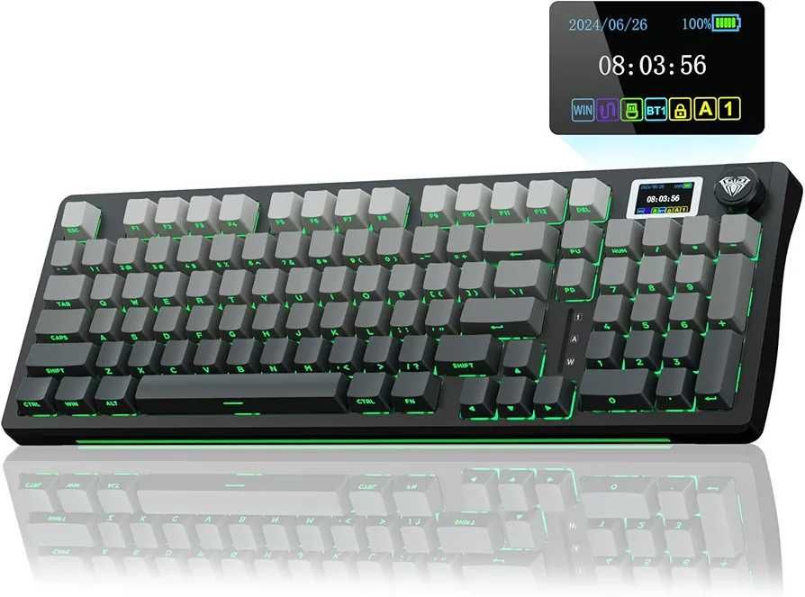Механична Клавиатура AULA S98 Pro – LCD Смарт Екран, Ролер, Безжична