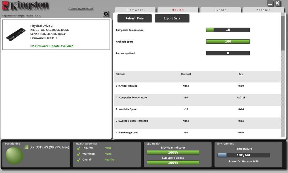 Kingston KC3000 SSD M.2 NVMe 4TB
