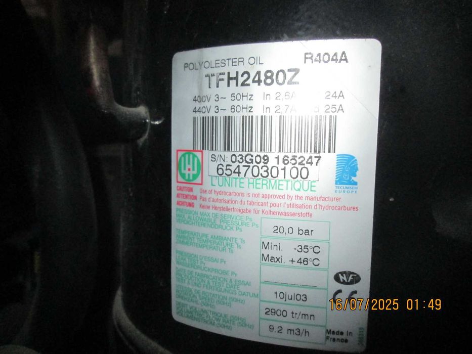 Морозильная установка . Компрессор .