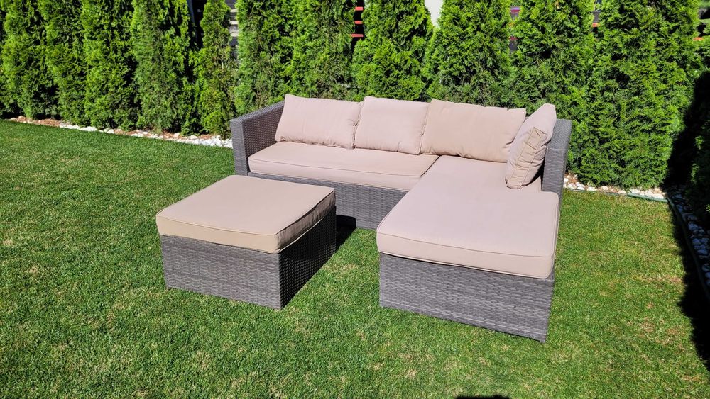 Set terasa mobilier gradina, canapea 5 locuri, perne incluse, pentru exterior,