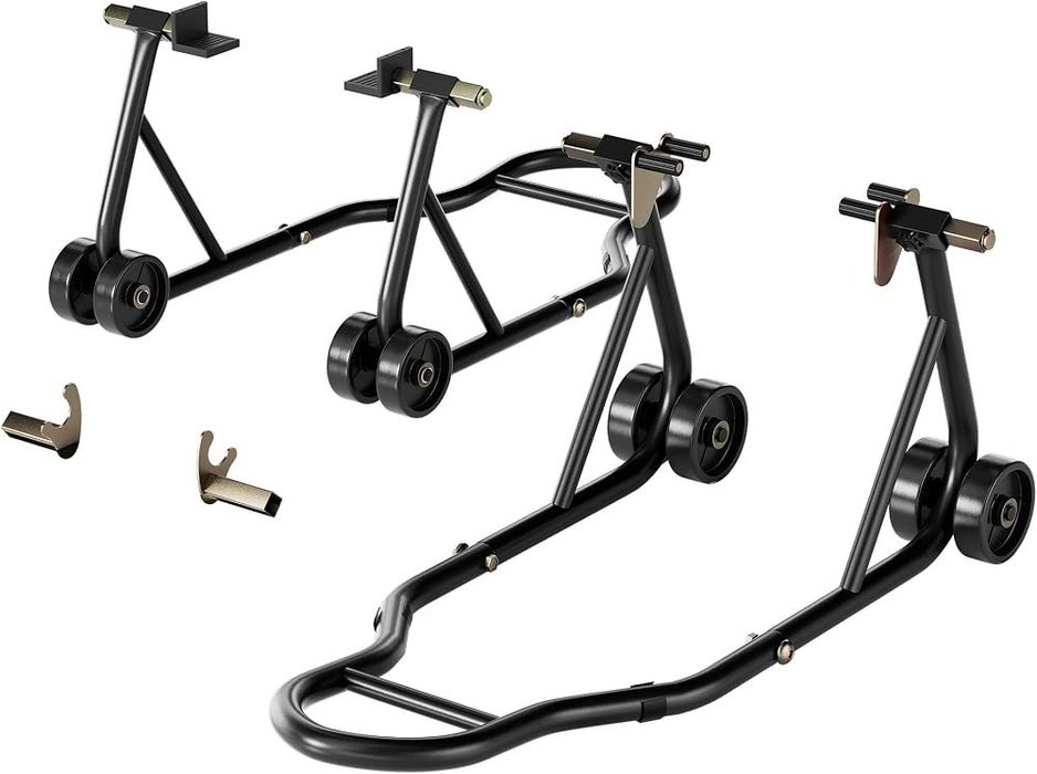 Set 2 suporturi motocicleta tip U si L capacitate 400 kg pentru anvelope de 23-31 cm SPECSTAR negru