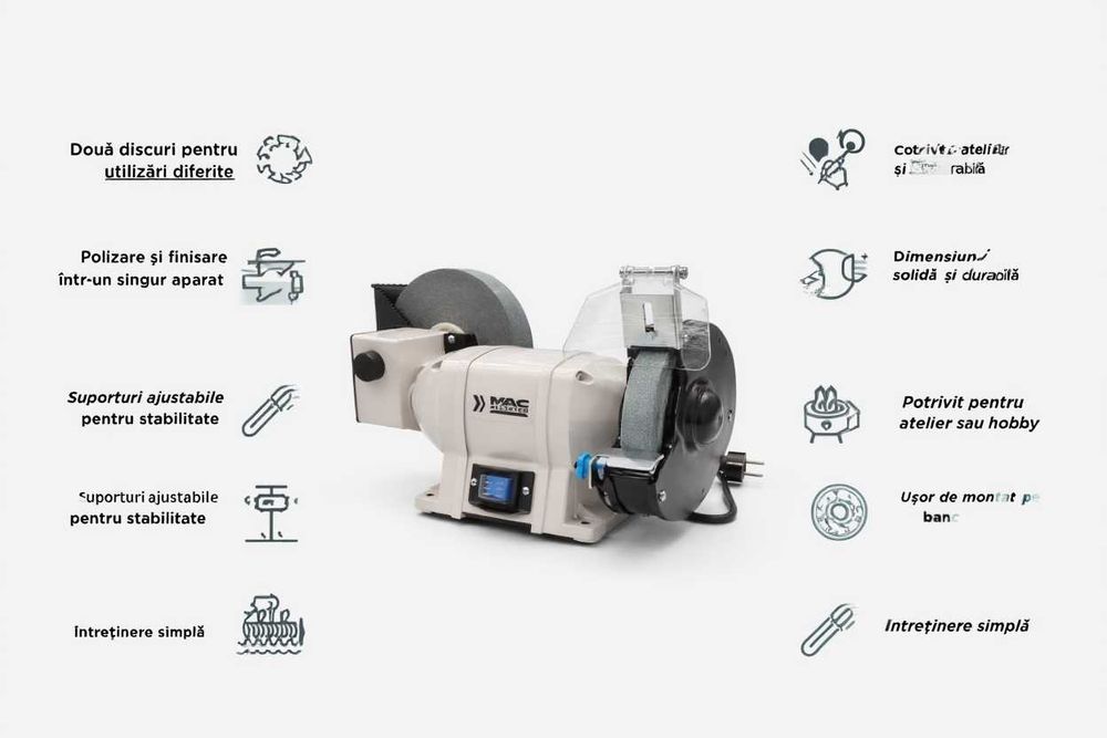 Polizor de banc 250W MAC ALLISTER pentru ascutire