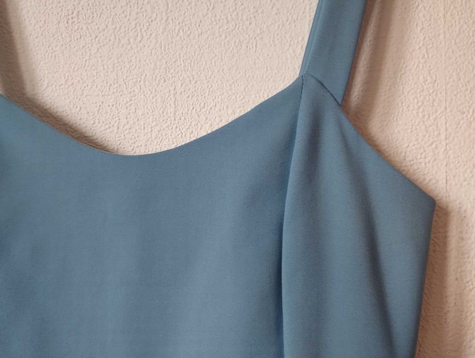 Дамска официална рокля - гълъбово синьо