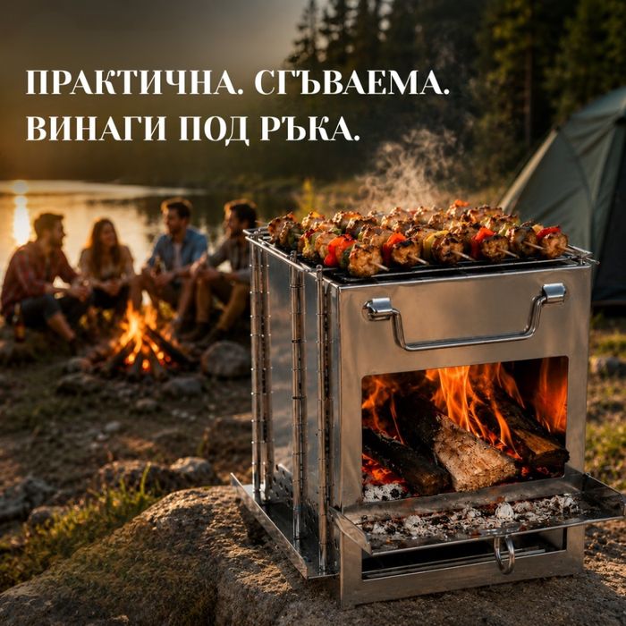 Сгъваема ракетна печка от неръждаема стомана – Преносима многогоривна печка за къмпинг, туризъм и градина