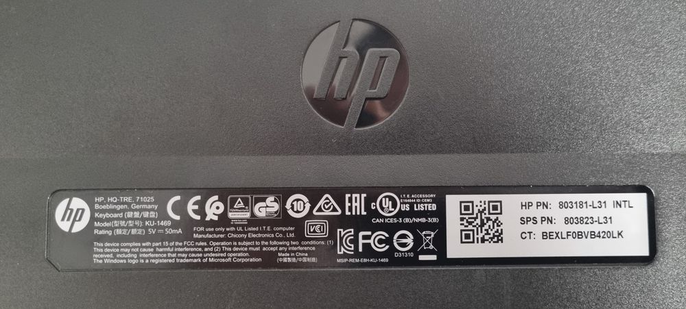 Tastatură HP USB, layout QWERTY, cu numpad – neagră