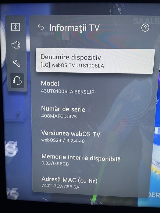 TV LG 43UT81 43” 4K UHD Smart TV (2024)