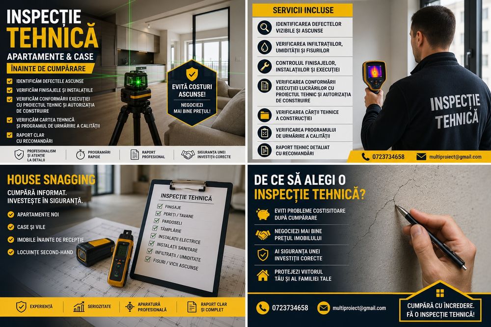 Servicii profesionale de inspecție tehnică imobiliară / House snagging / Expertiza tehnica