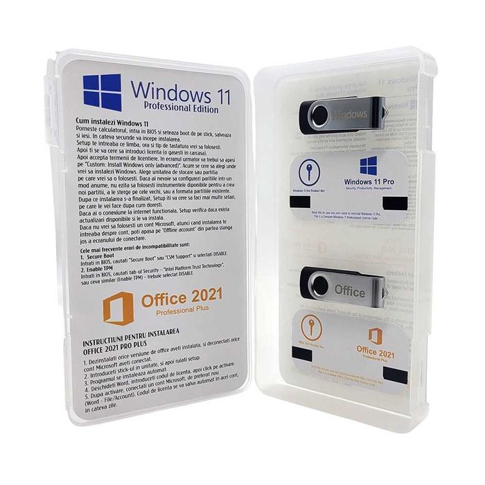 Stick bootabil Windows 7, 8.1, 10, 11 Pro + Office + licenta originala