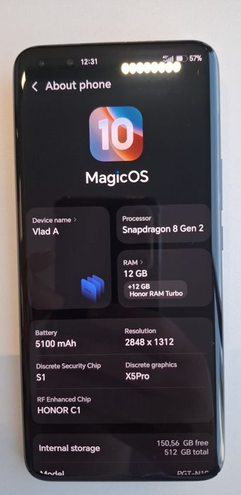 Honor Magic5 Pro 12GB RAM / 512GB, Black, Stare Excelentă
