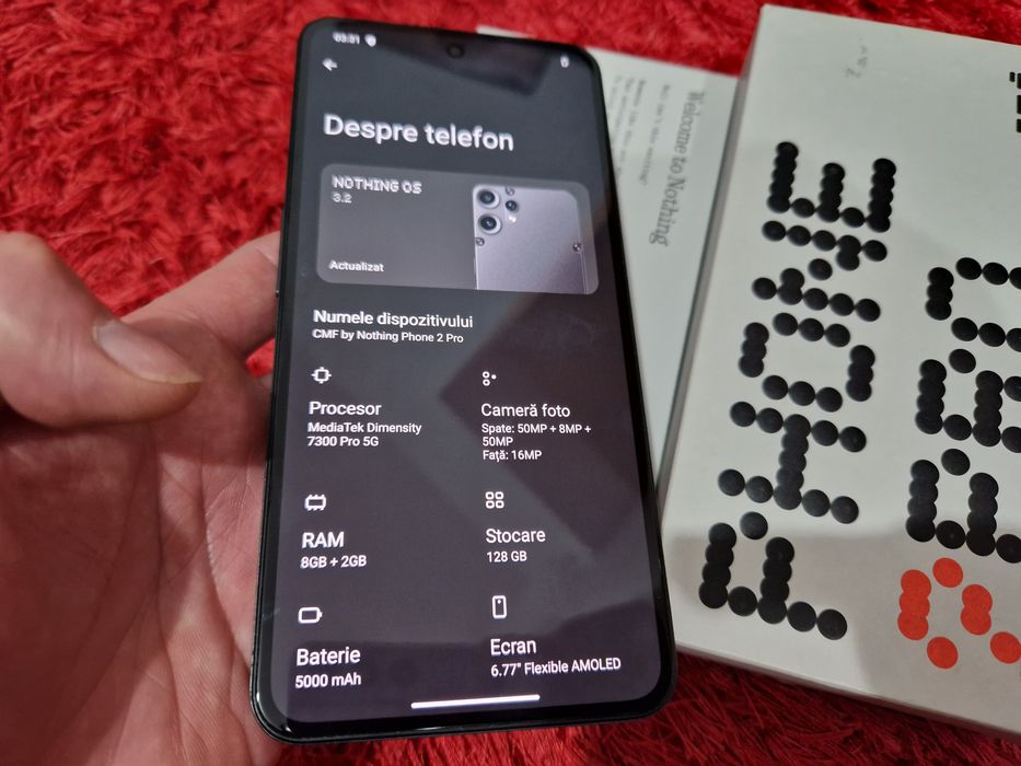 -Nothing Phone 2Pro, ca Nou, Negru, 128Gb, 8Ram, Bat: 100%, folosit o
