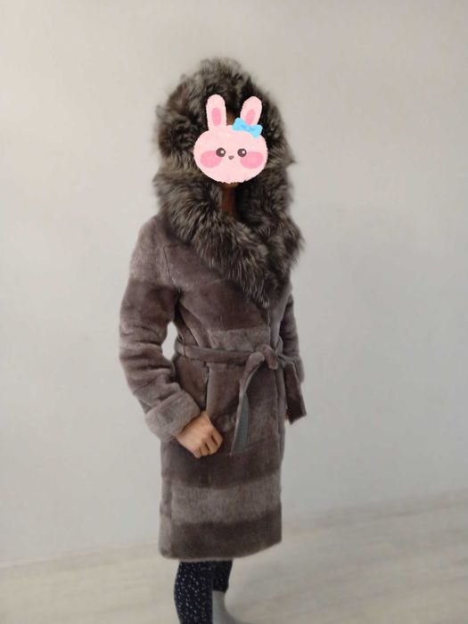 Шуба мутон и чернобурка р. 46