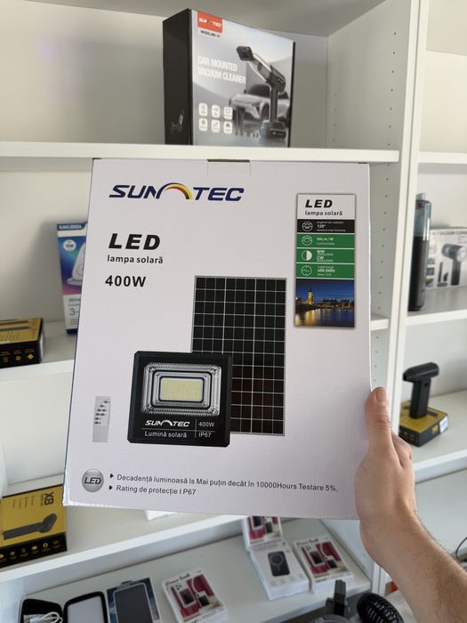 Lampă Solară LED 400W SUNTEC Premium – Iluminare Profesională, IP67, Telecomandă |
