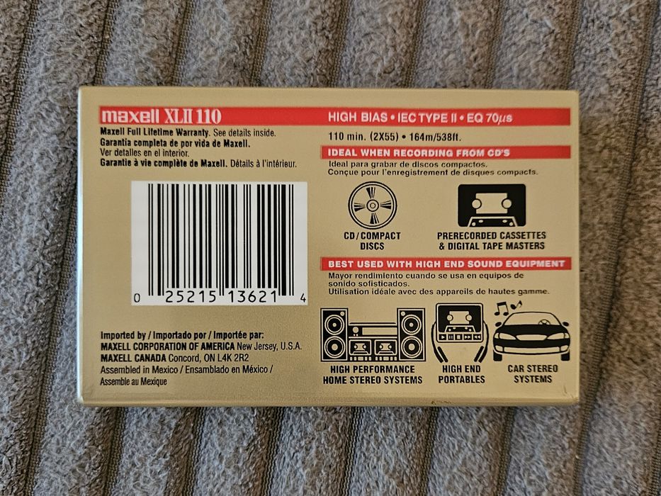 5 Casete Audio Maxell XLII 90 SUA