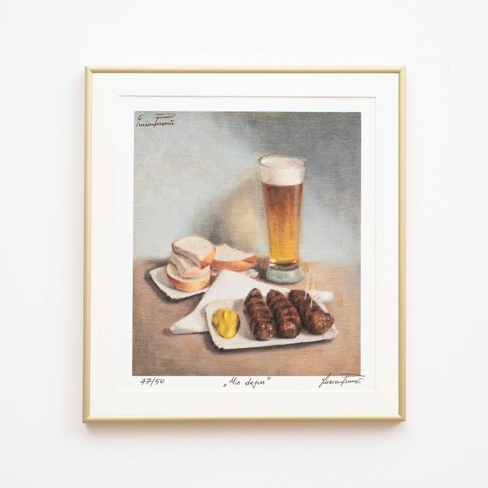 Print cu mici si bere, editie limitată pictor Lucian Prună