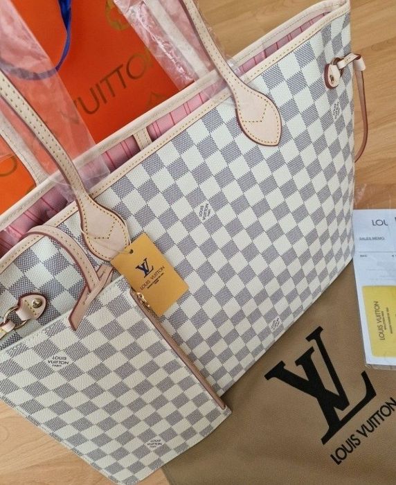 Geanta damă LV Neverfull,piele naturala/France/card,certificat,saculet