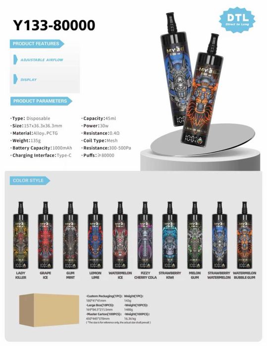 3x Vape Mude 80000 puffs - mini narghilea