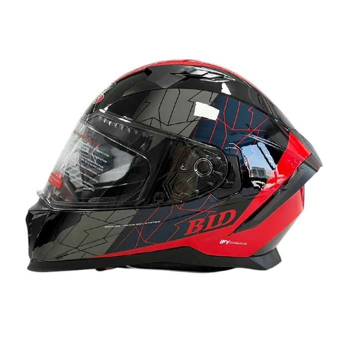 Мото каска с очила ECE R22.06 – S M L XL Черно/Червено
