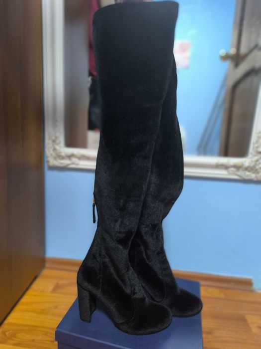 Cizme elegante din textil cu toc