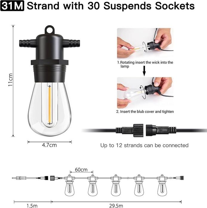 Ghirlanda 31m, 30 becuri