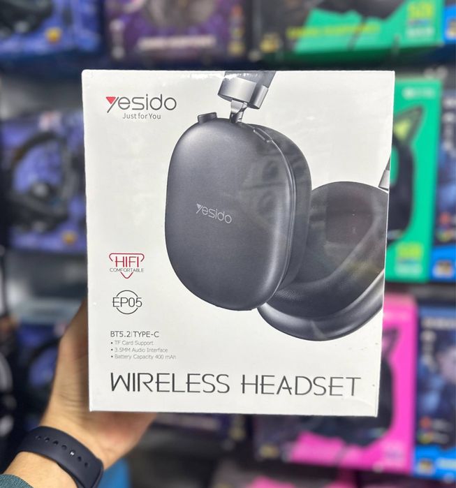 Беспроводные Накладная наушники Yesido EP05