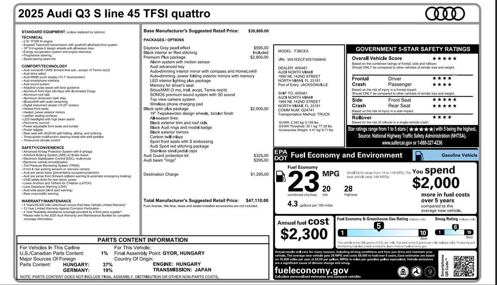 Audi Q3 Black Optic 2025г 45TFSI