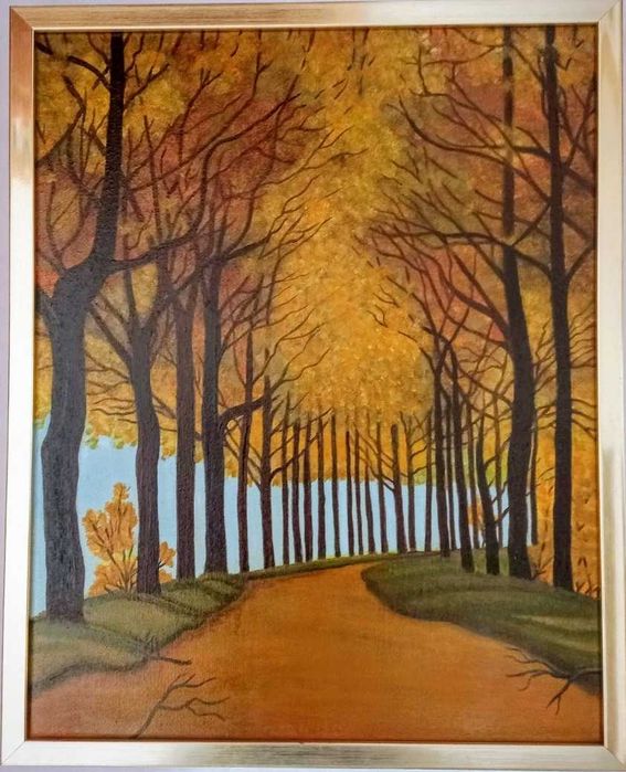 Tablou  "Peisaj de toamna" pictat manual in ulei pe panza