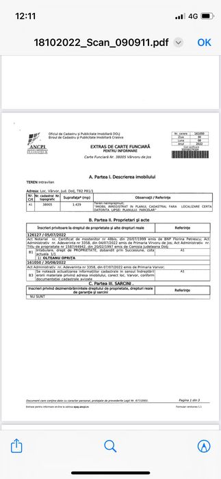Teren intravilan Sat. Vârvoru de Sus