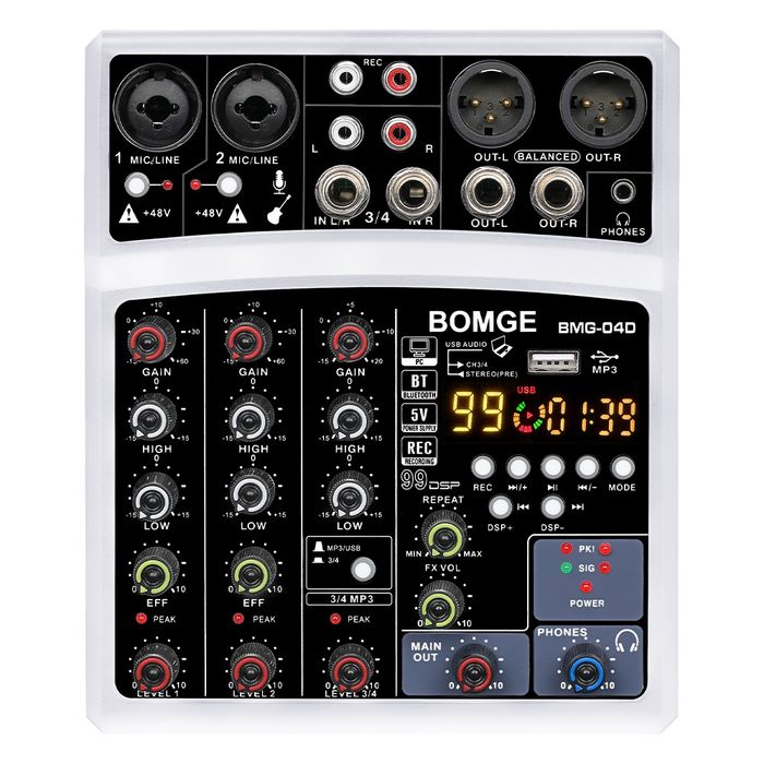 Смесителен пулт BMG-04D DSP99 UPGRADE, DJ Mixer, Bluetooth, USB Player