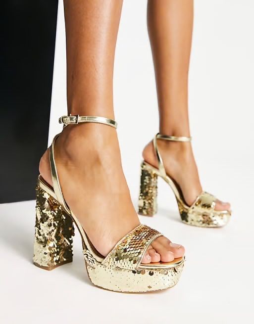 Високи обувки Steve Madden с пайети златни
